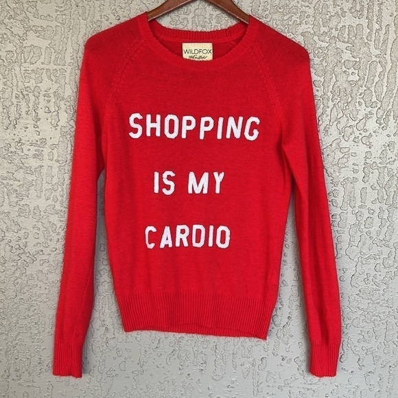 Wildfox White Label Shopping Is My Cardio Sequin Angora Blend Sweater‎ - Picture 4 of 11